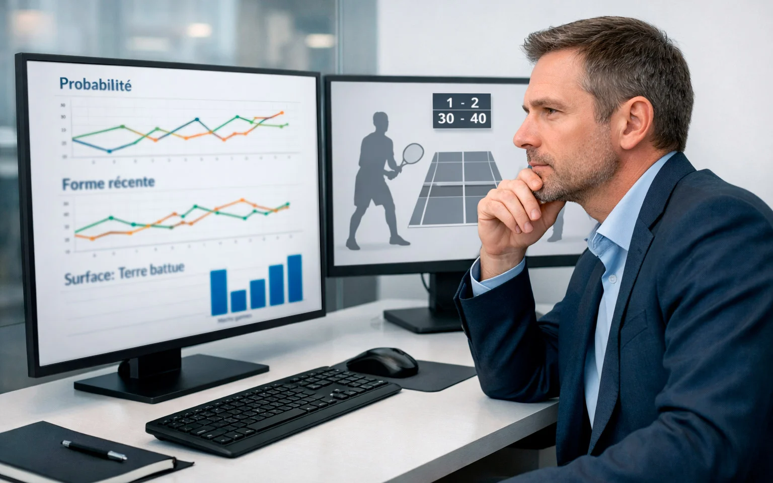 Analyste &eacute;tudiant des donn&eacute;es statistiques tennis