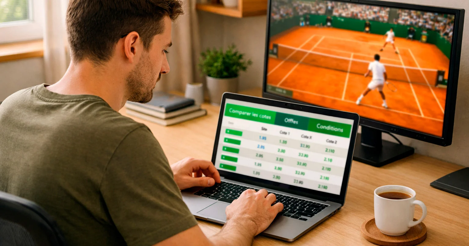 Personne consultant plusieurs sites de paris sur ordinateur portable