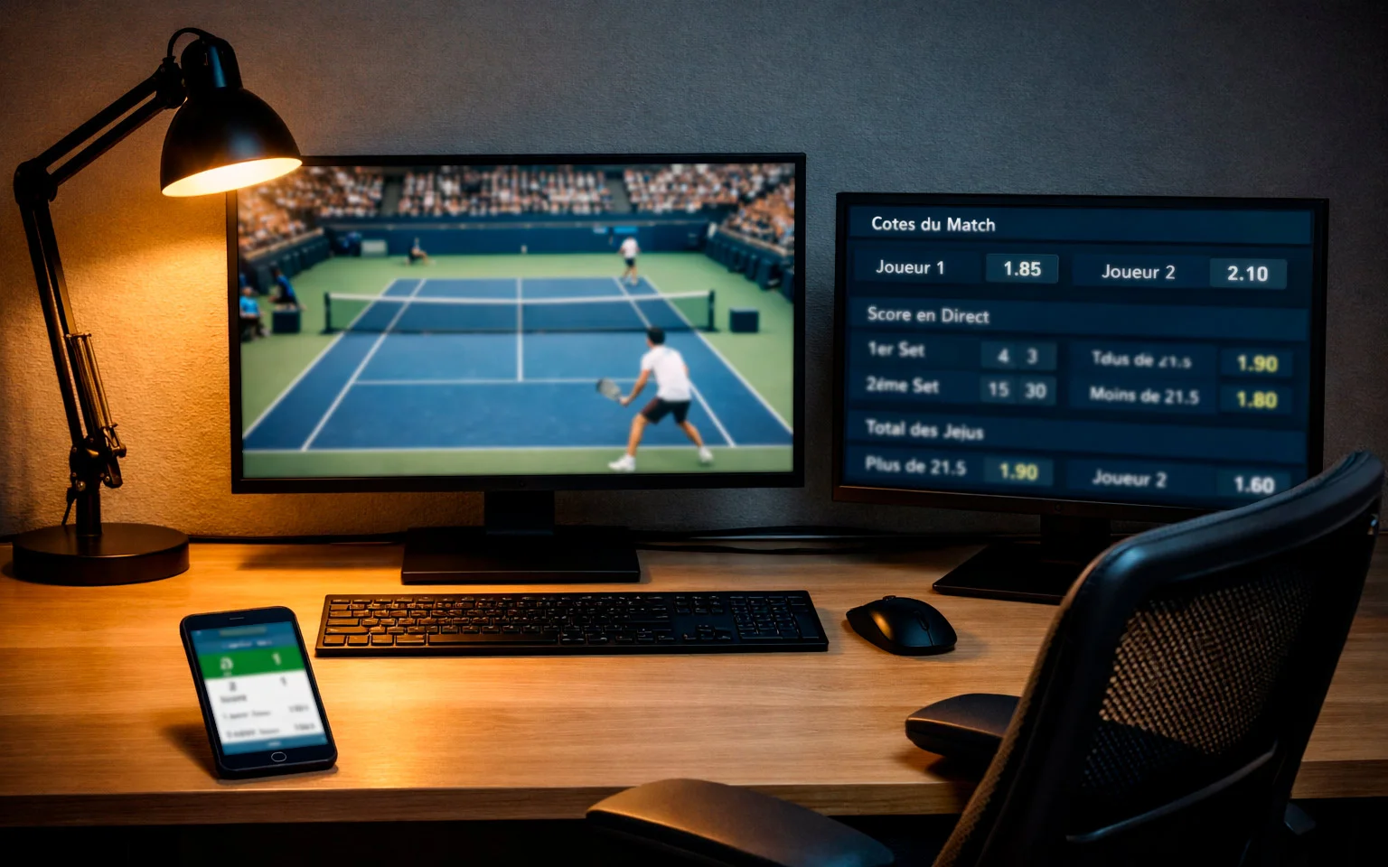 Configuration multi-&eacute;crans pour suivre les matchs de tennis