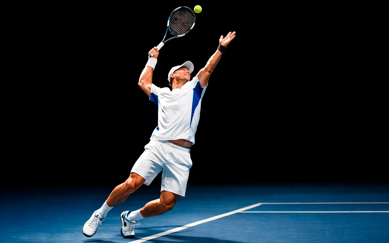 Joueur de tennis r&eacute;alisant un ace au service