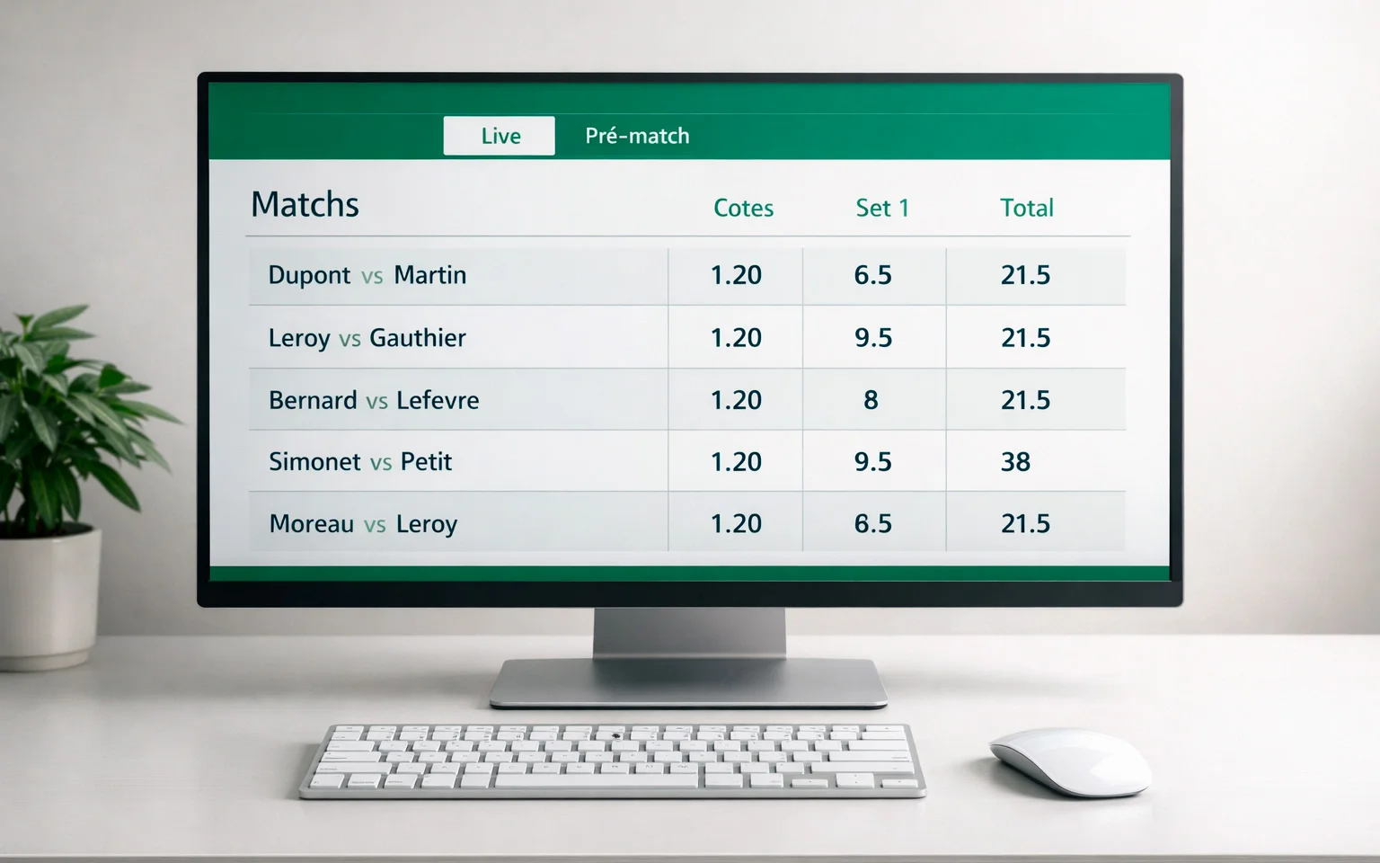 &Eacute;cran d'ordinateur affichant une interface de paris sportifs moderne